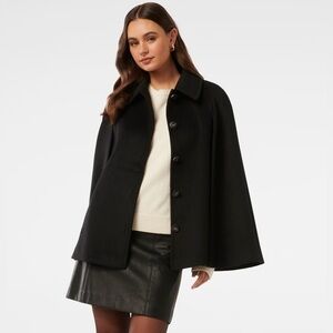 Black Italian Style Cape Coat
